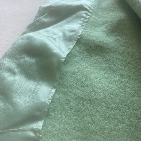 Other - Vintage green 100% wool blanket was satin trim 60 x 80 twin size